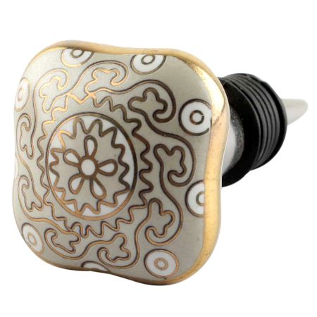 Light Grey Square Ceramic Wine Stopper